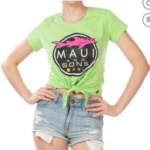 Maui & Sons tie front tee shirt Size XL surf paddle board beach